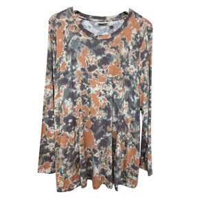 LOGO  Lori Goldstein Boho Top Large  Long Sleeve Tunic Tee w/ Pockets NWOT